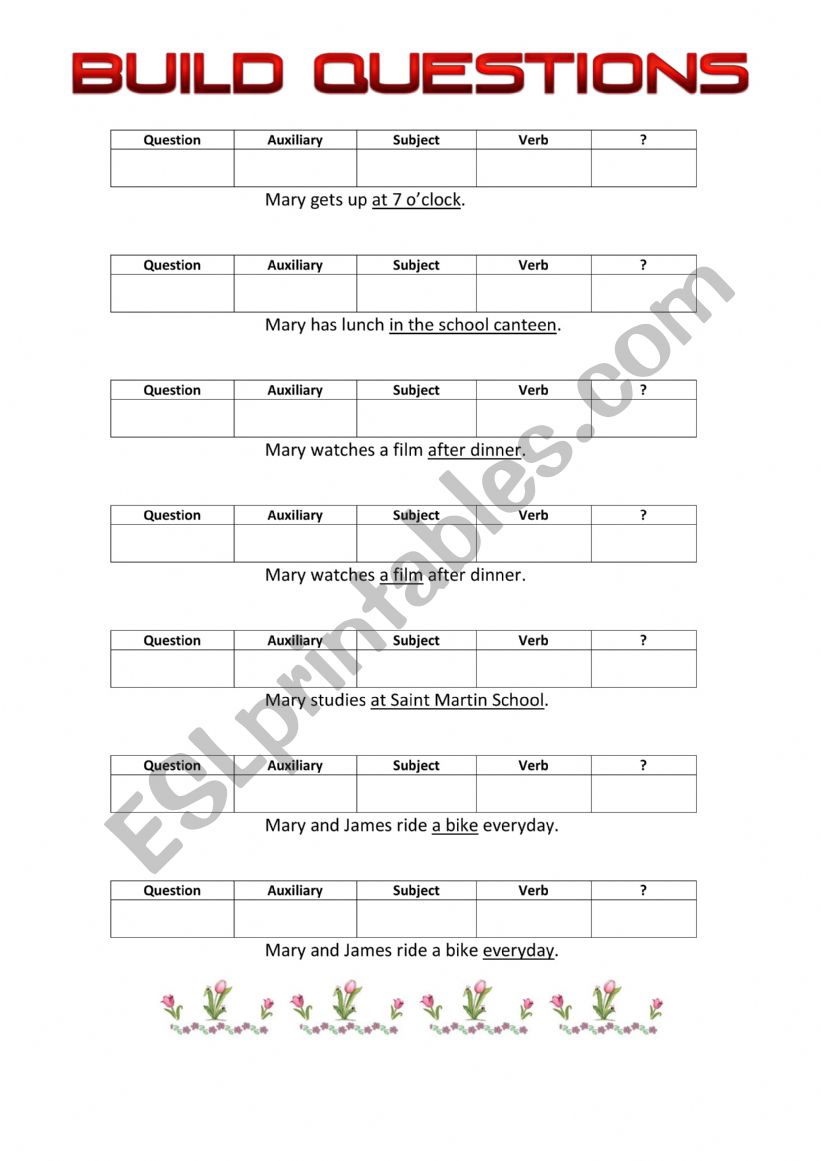 How to build question worksheet