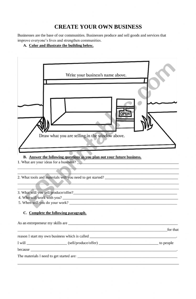 The idea of a business worksheet