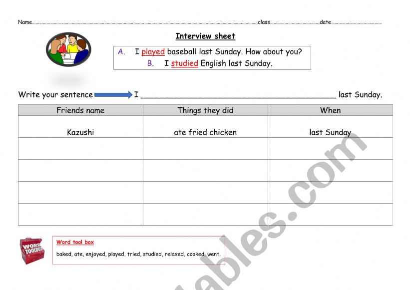 interview sheet verbs worksheet