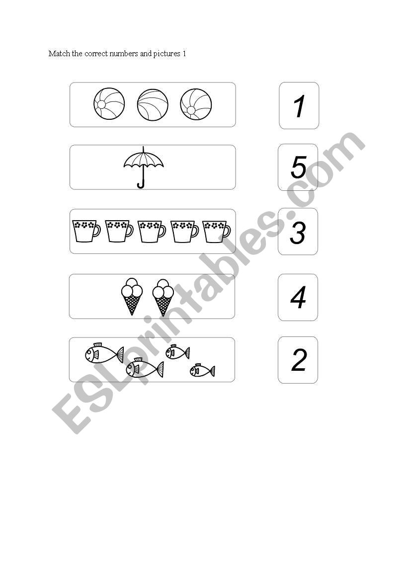 Match the correct numbers and pictures 1