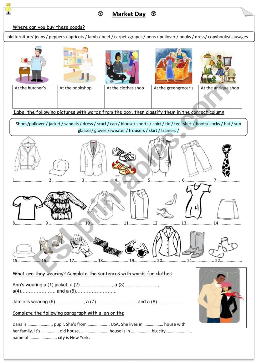 market day worksheet