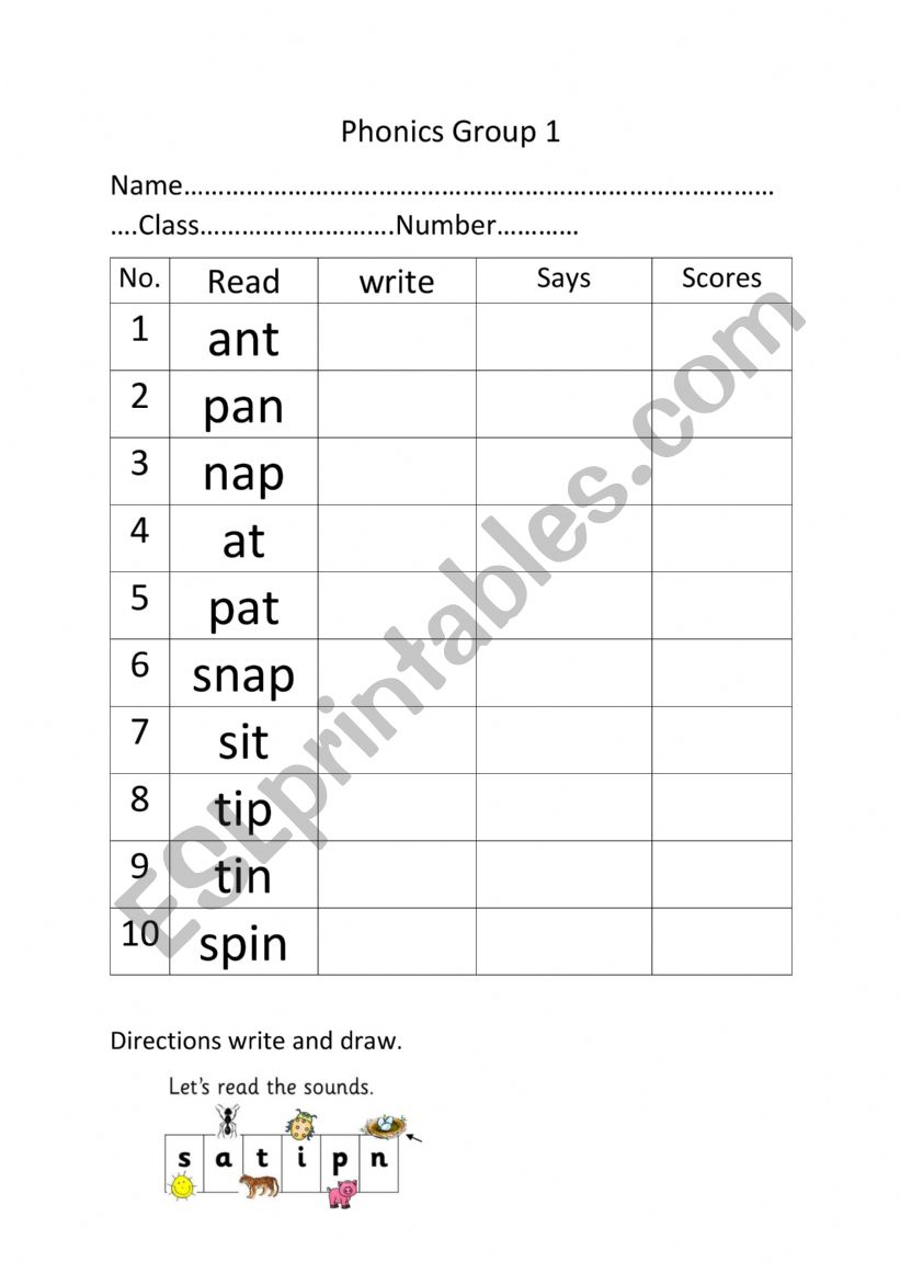 Phonics Group 1  worksheet