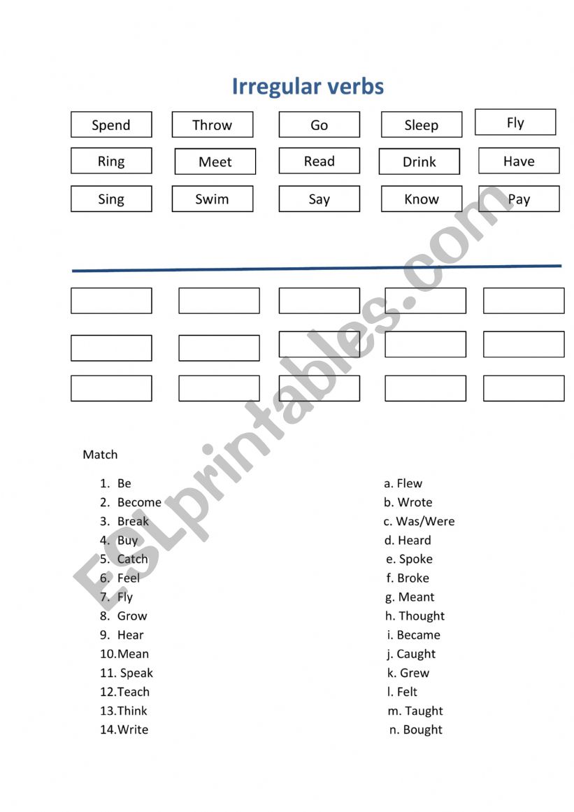 Irregular verbs FaF4 worksheet