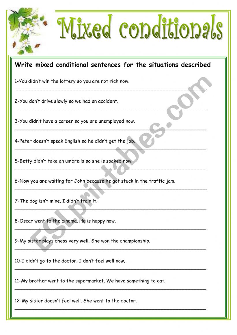 Mixed Conditionals worksheet