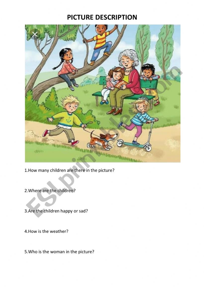 picture description worksheet