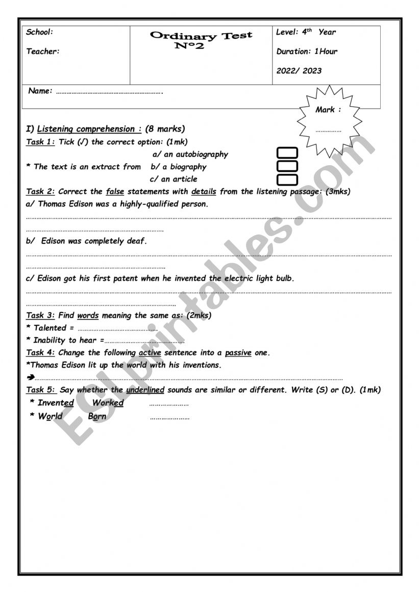 Mid Term 2 Test Bac Techniques