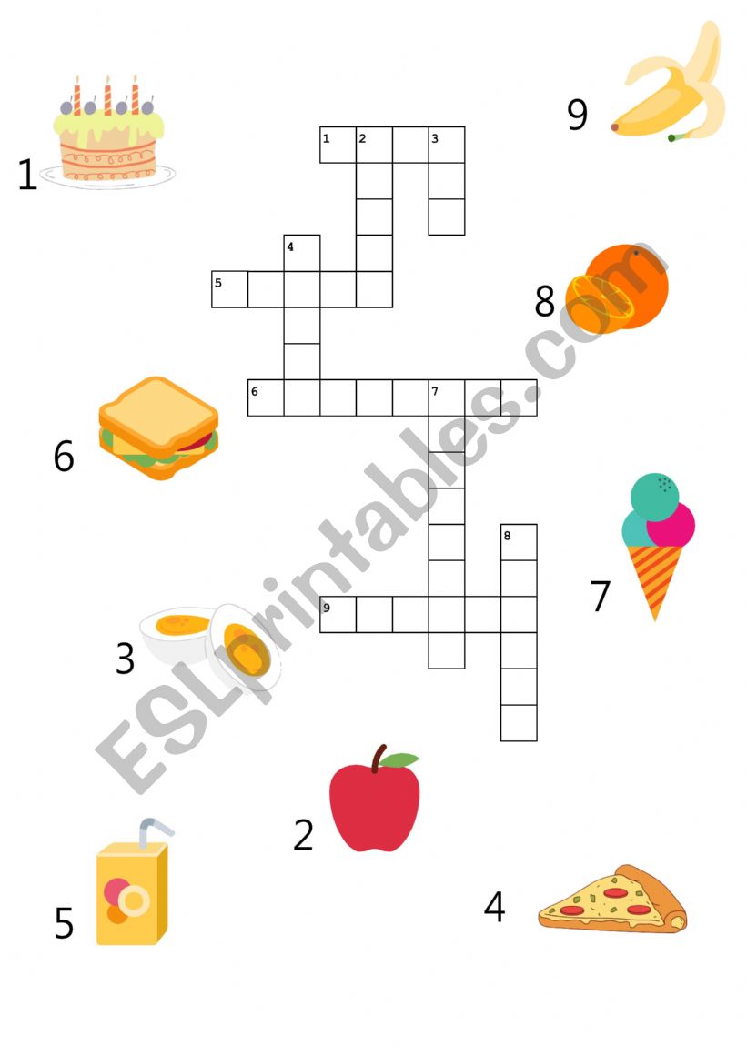 Food crossword worksheet