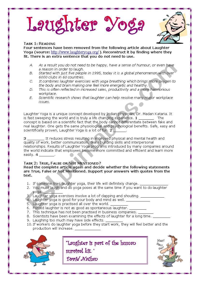 Laughter Yoga worksheet