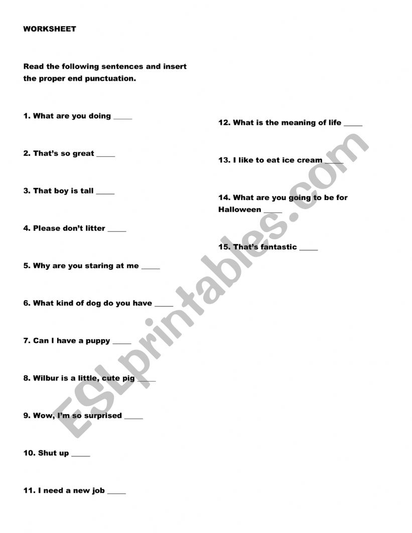 Worksheet-Puntuation worksheet