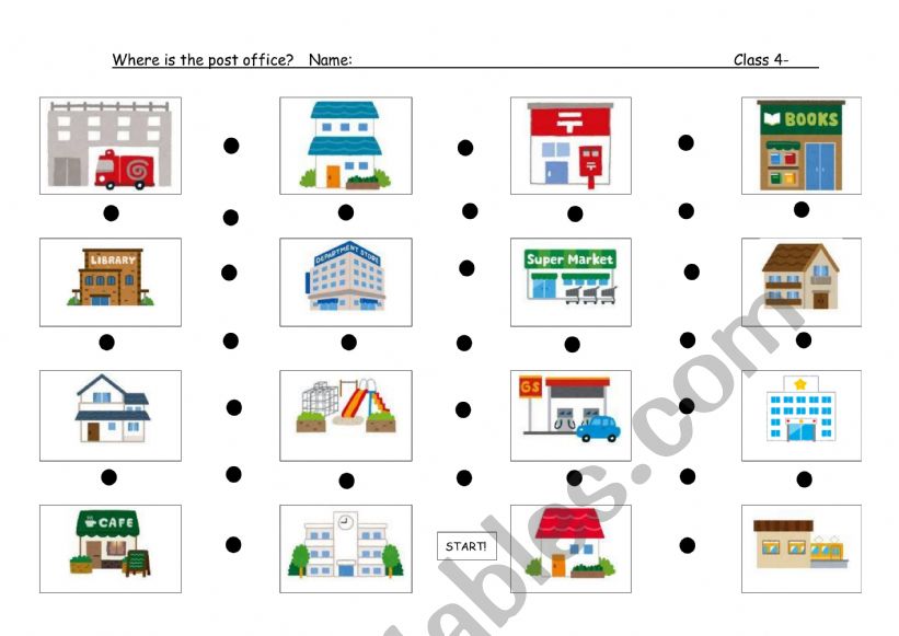 Map for asking directions worksheet