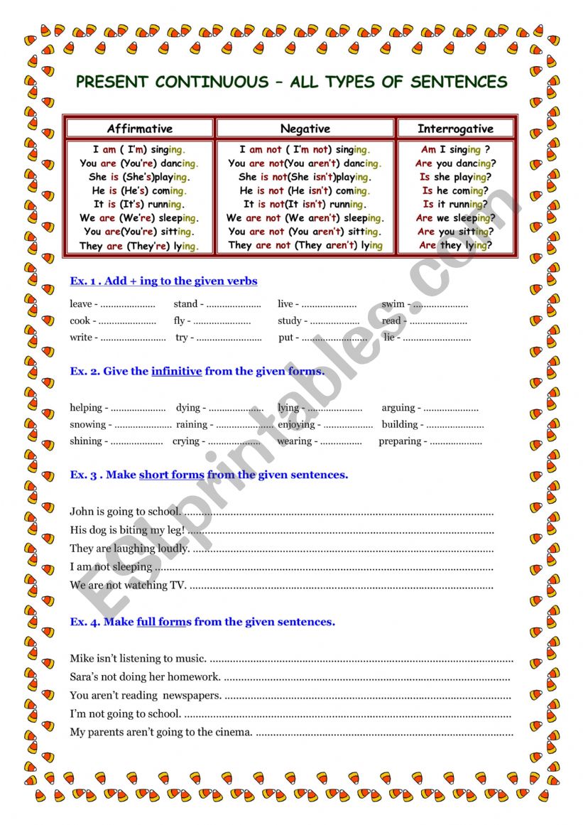 present continuous full grammar