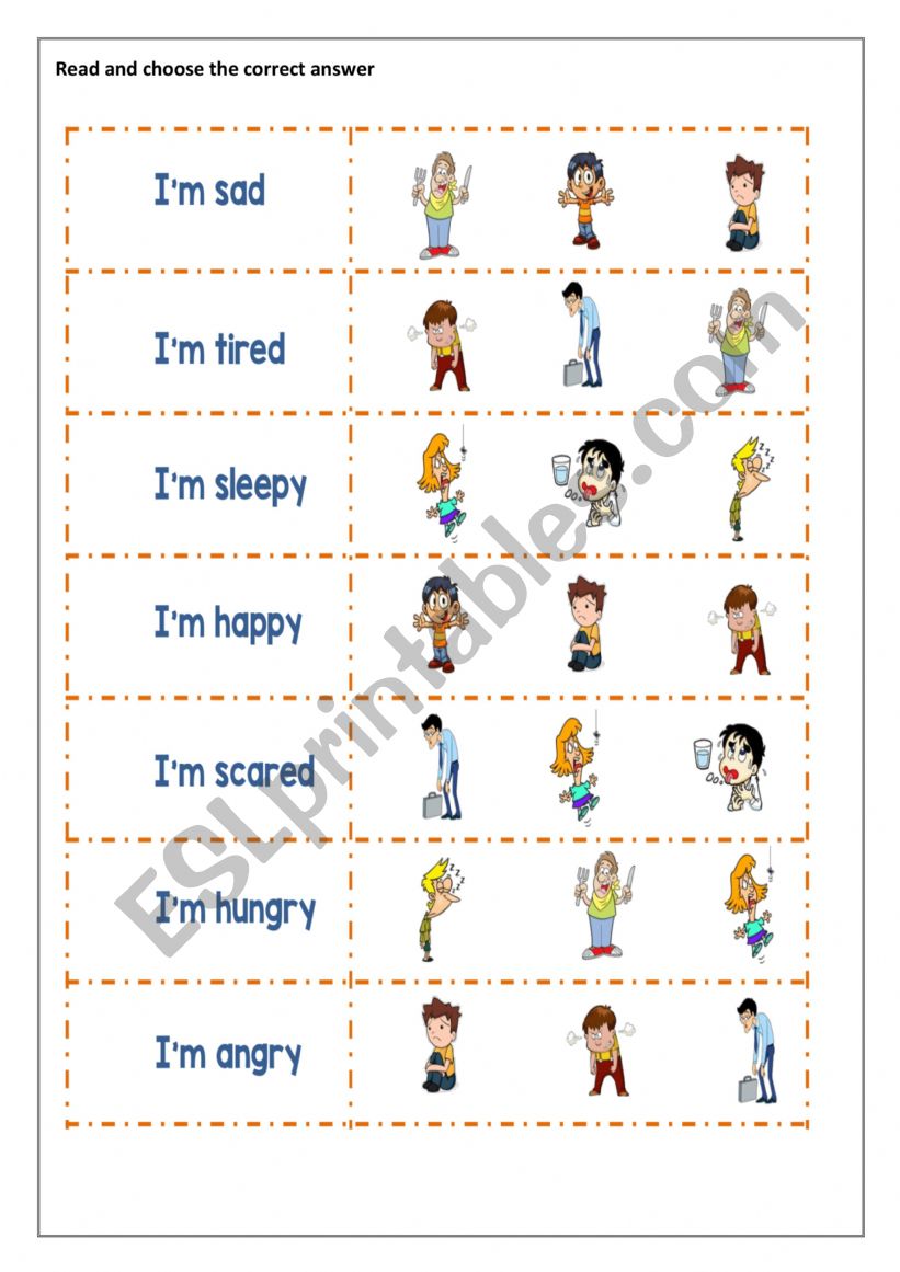 preschoolers worksheet about feelings
