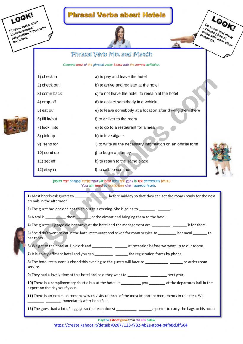 Phrasal Verbs About Hotels worksheet