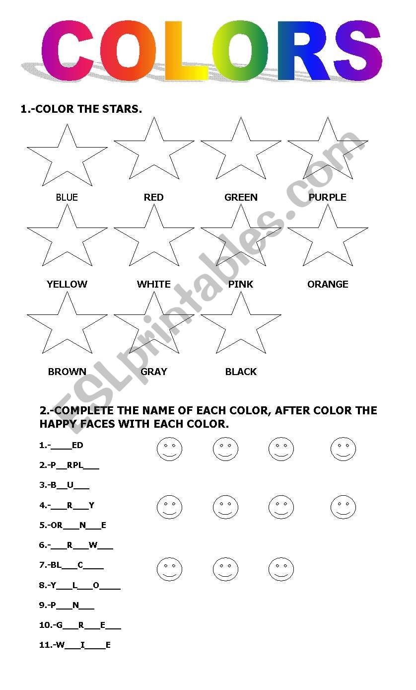 COLORS worksheet