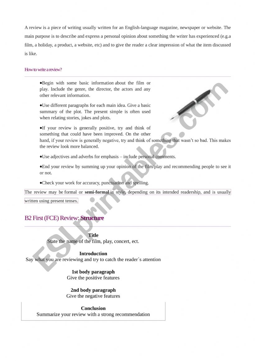 how-to-write-a-review-esl-worksheet-by-fcapasso