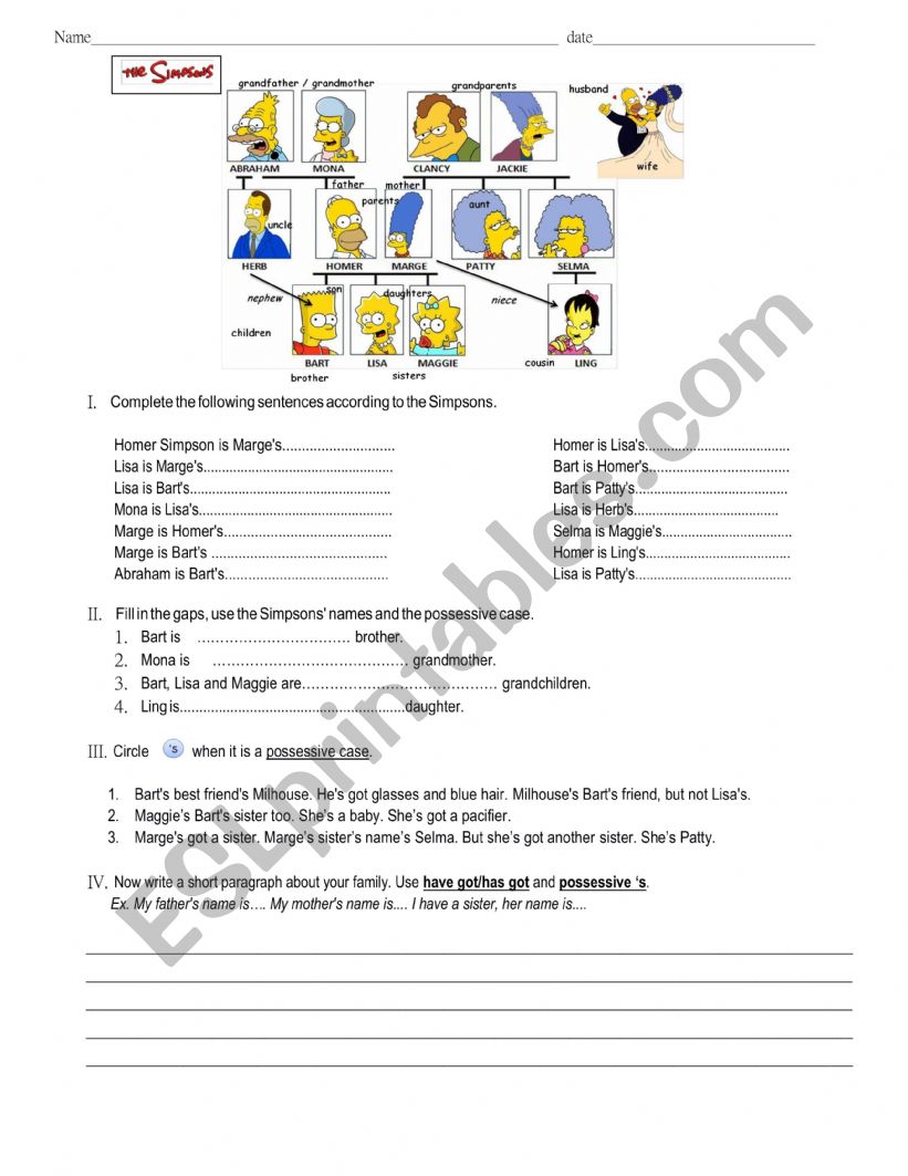 The Simpsons Grammar Worksheet 