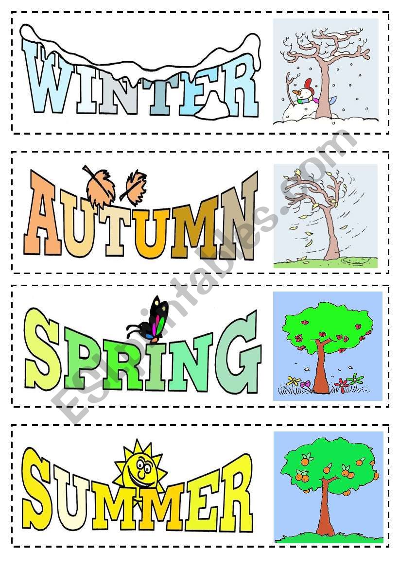 Seasons cards worksheet