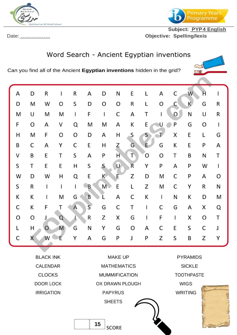 Ancient Egypt worksheet