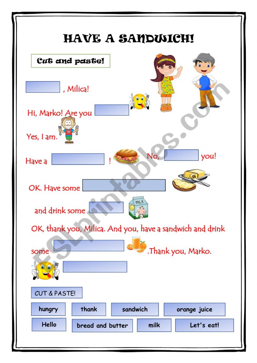 Have a sandwich! worksheet