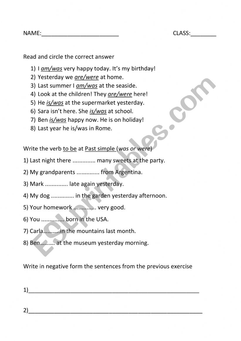 Past simple exercises worksheet