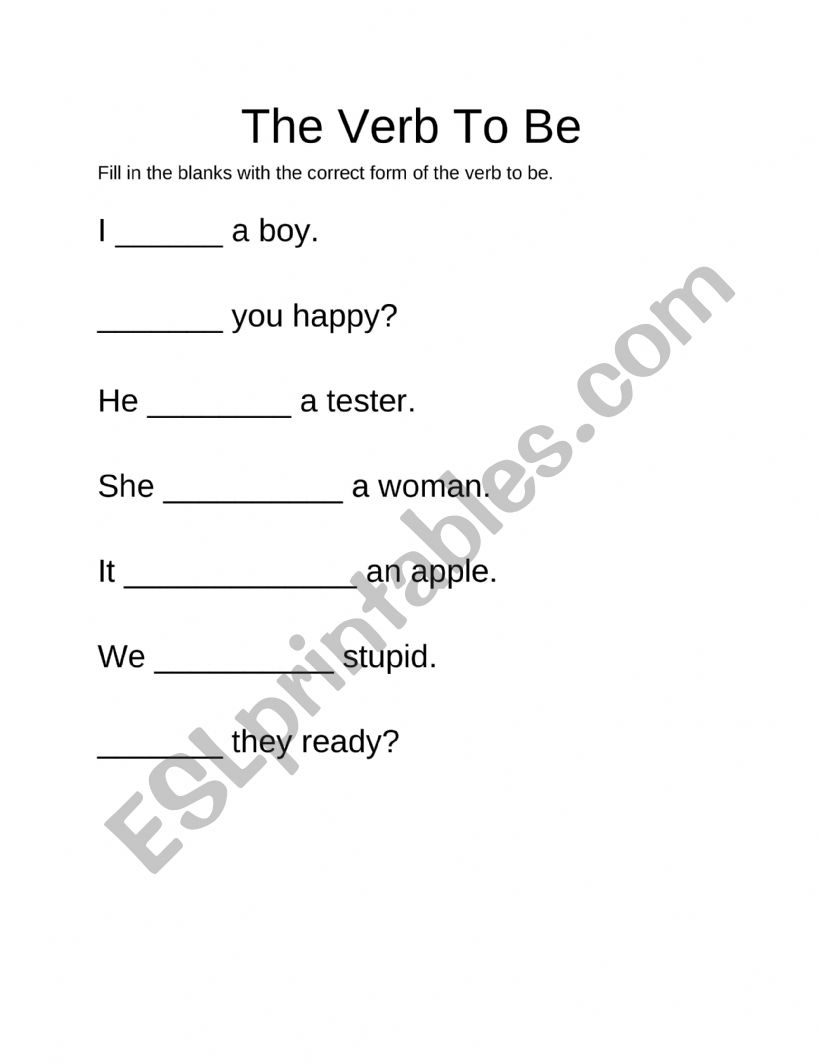 The Verb To Be worksheet