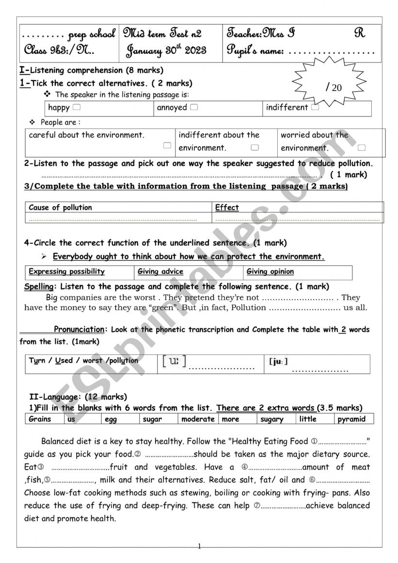 mid term test 2 worksheet