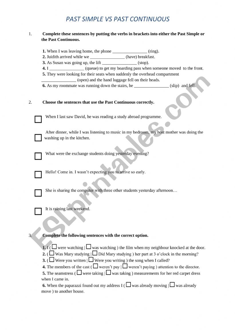 GRAMMAR past simple past continuous