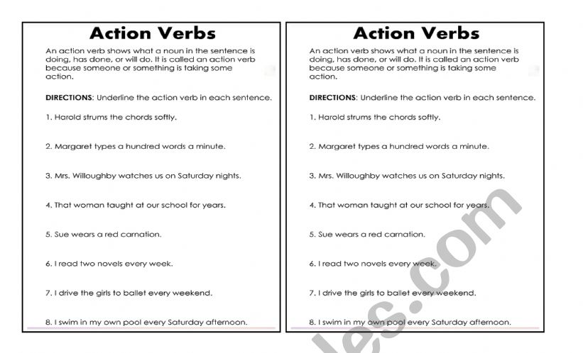 Verbs worksheet