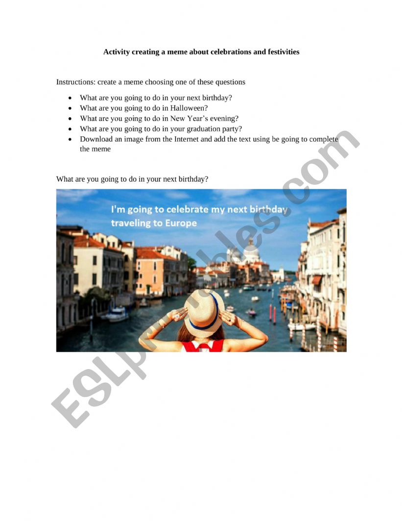 Creating a meme about celebrations and festivities