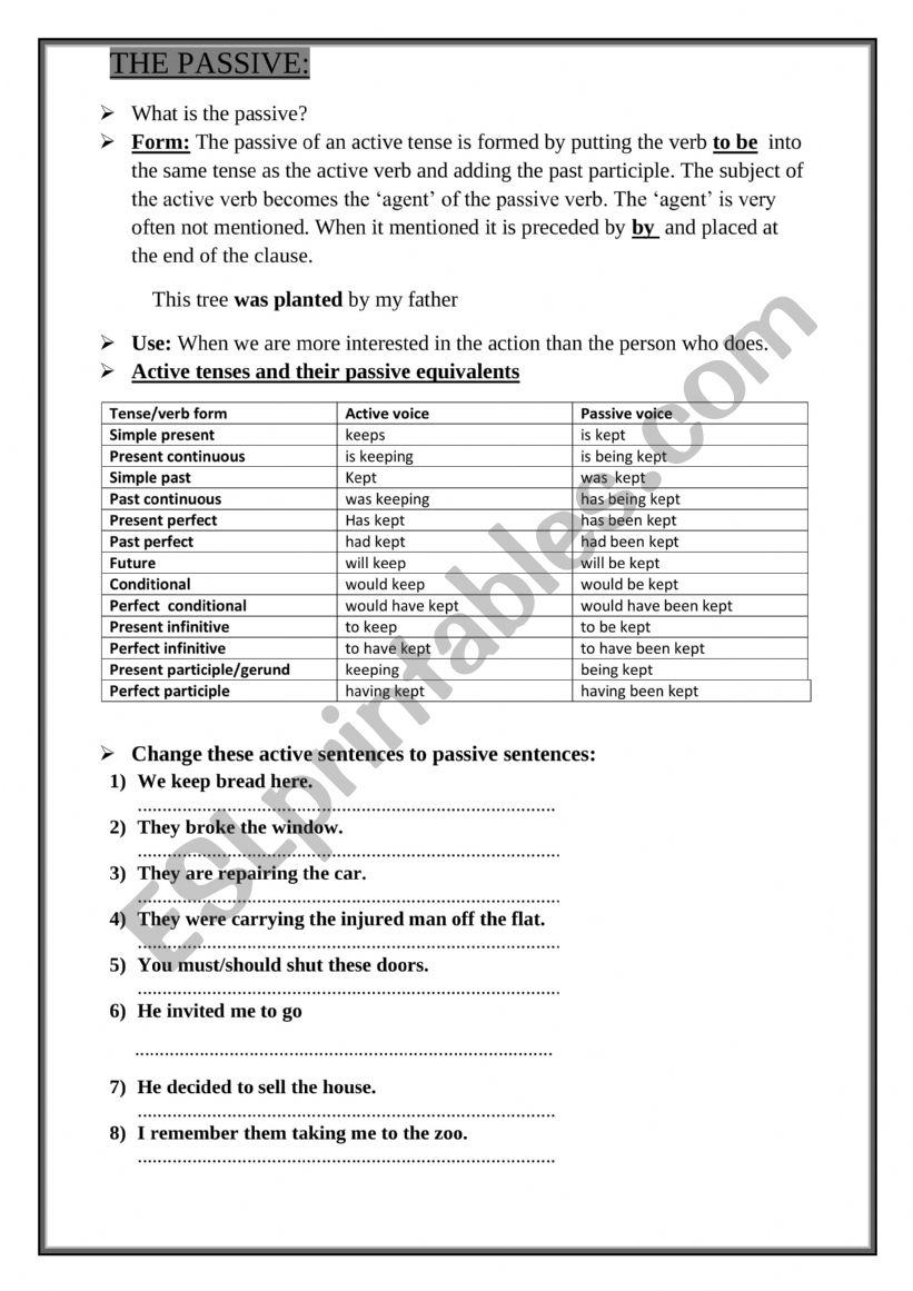 The passive worksheet
