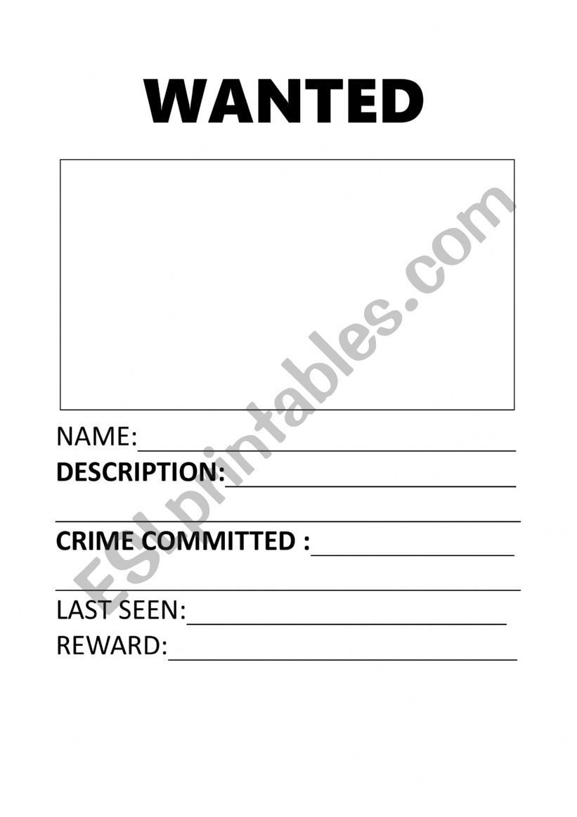 �wanted�poster worksheet