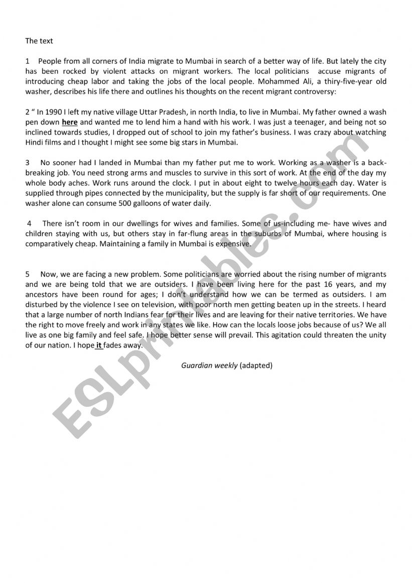 reading comprehension 4th form secondary education