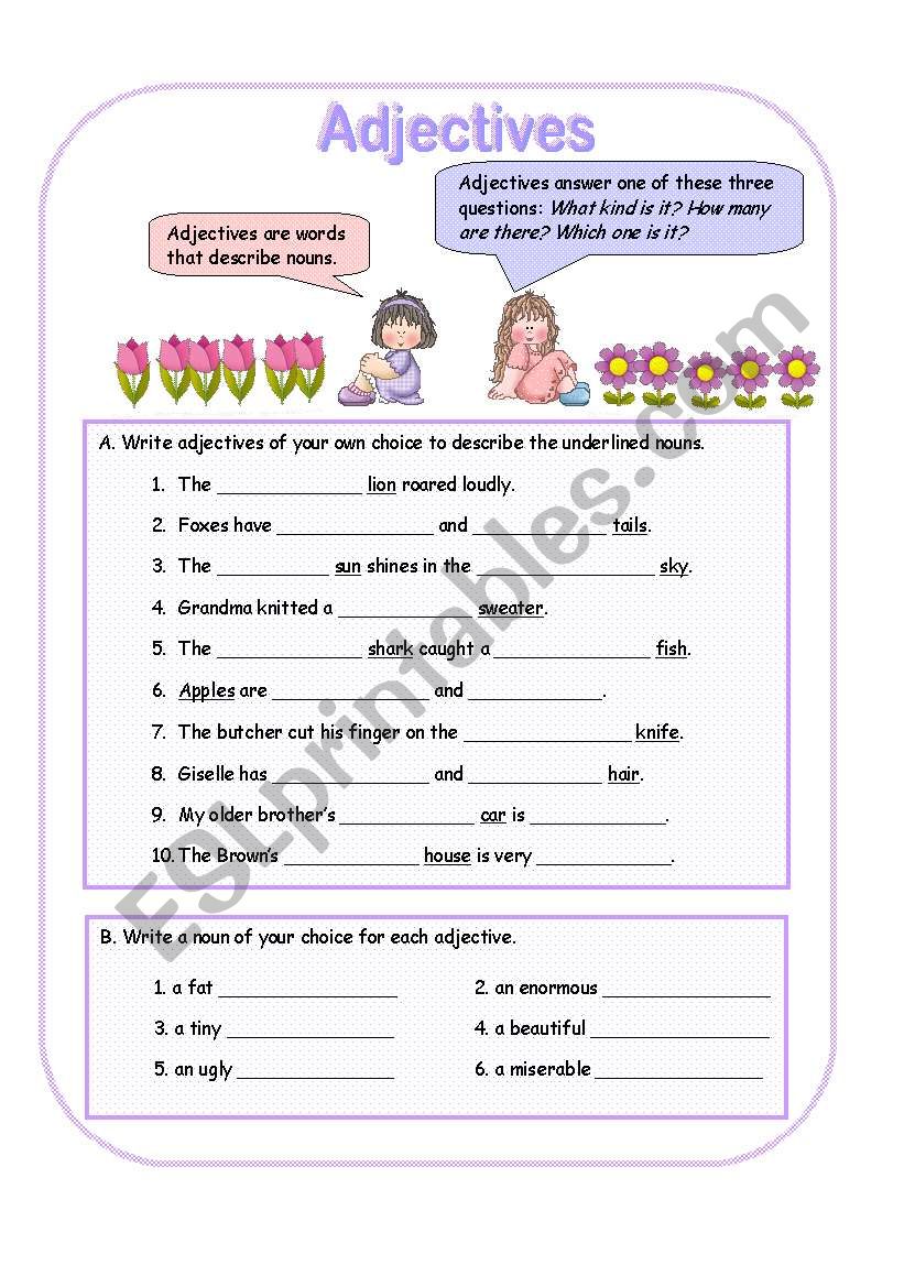 Adjectives worksheet