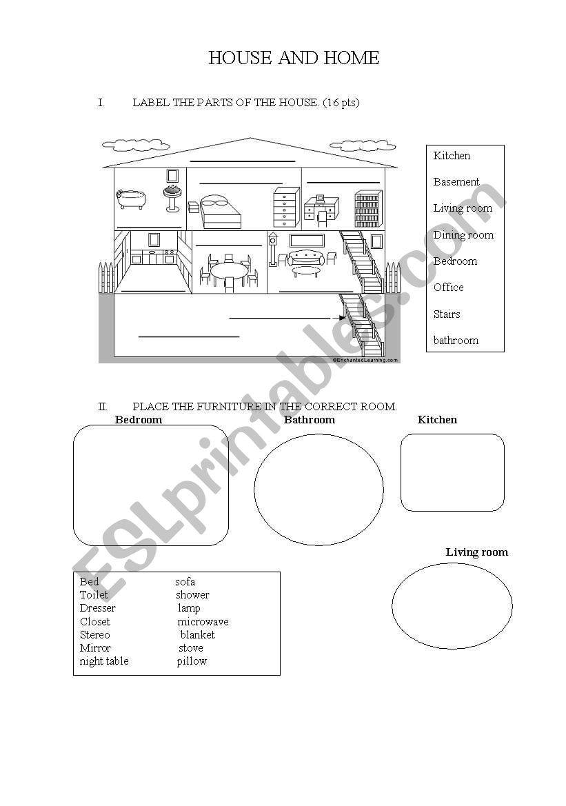 HOUSE AND HOME worksheet