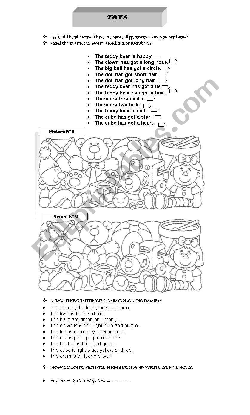 Toys worksheet