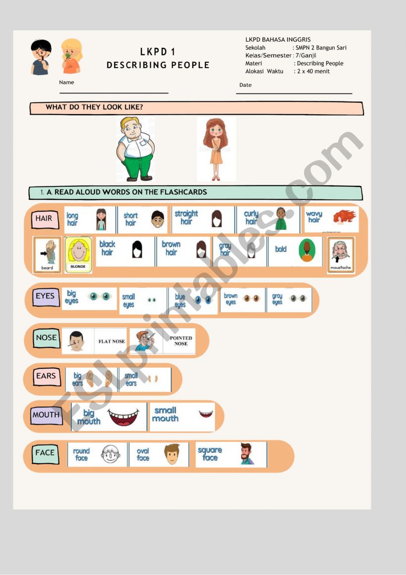 Describing People worksheet