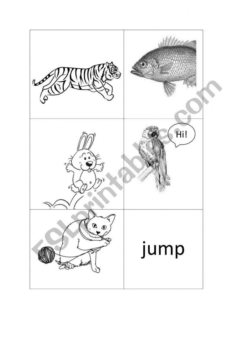 Animal cards worksheet