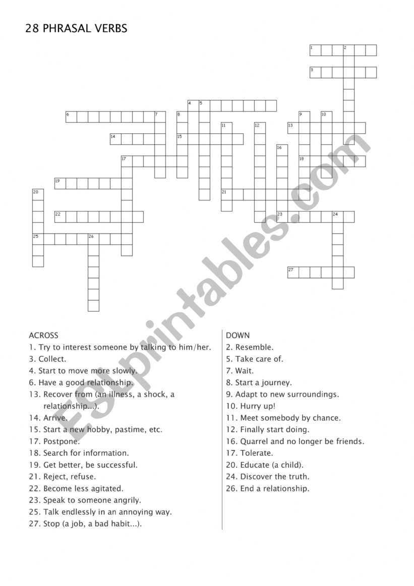 28 Phrasal verbs (Crossword) worksheet