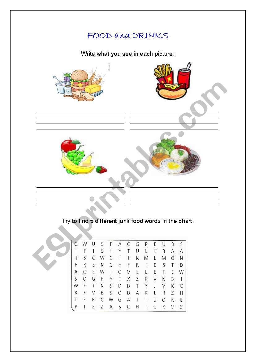 Food and Drinks worksheet