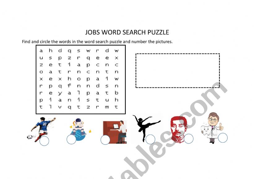 JOBS WORD SEARCH PUZZLE worksheet