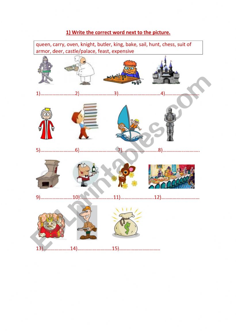 Knights and kings worksheet