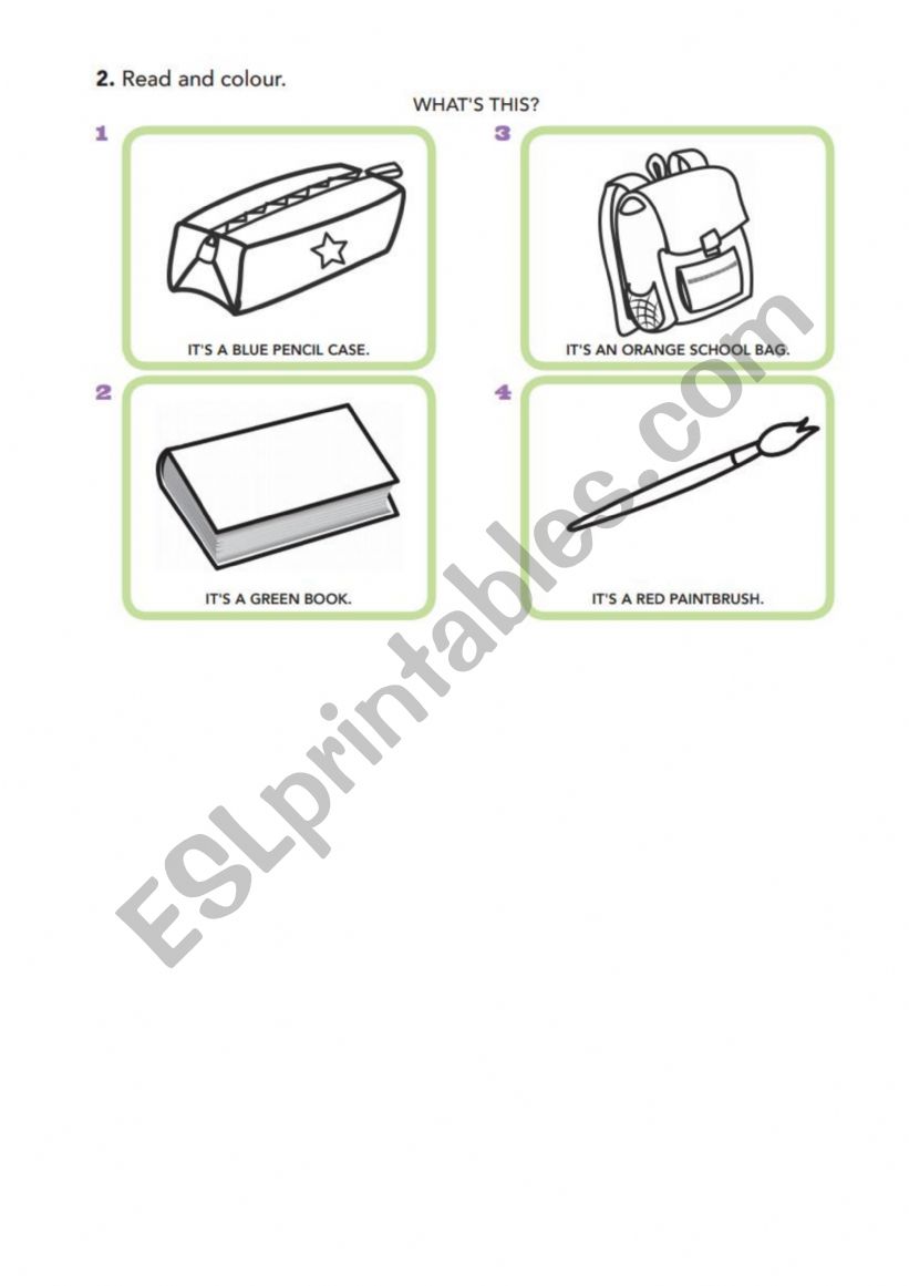 School Objects worksheet