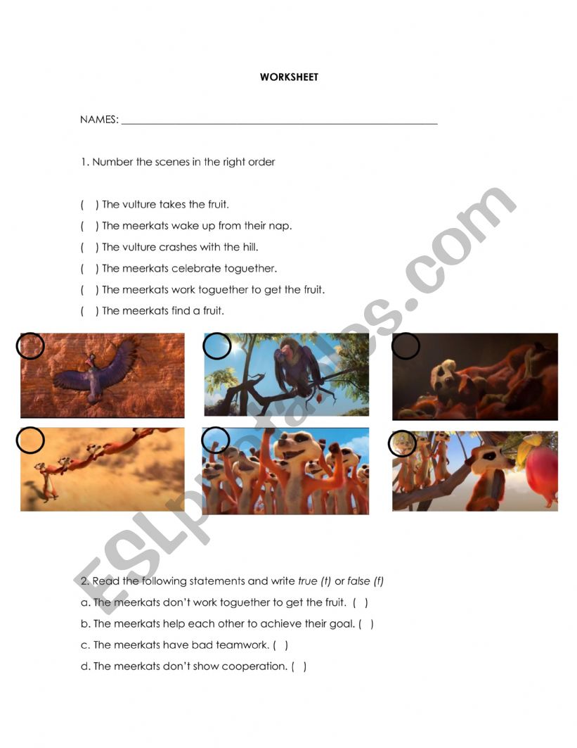Worksheet about teamwork worksheet