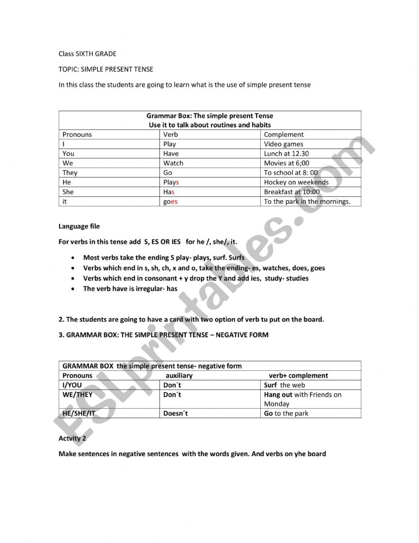 sixth grade worksheet