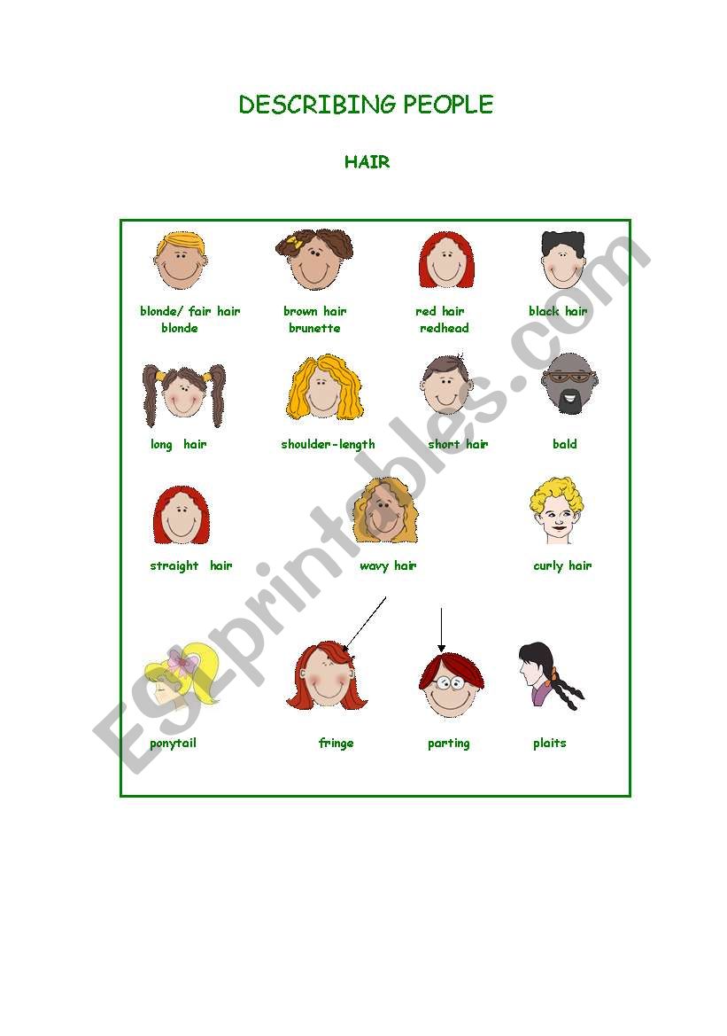 DESCRIBING PEOPLE worksheet