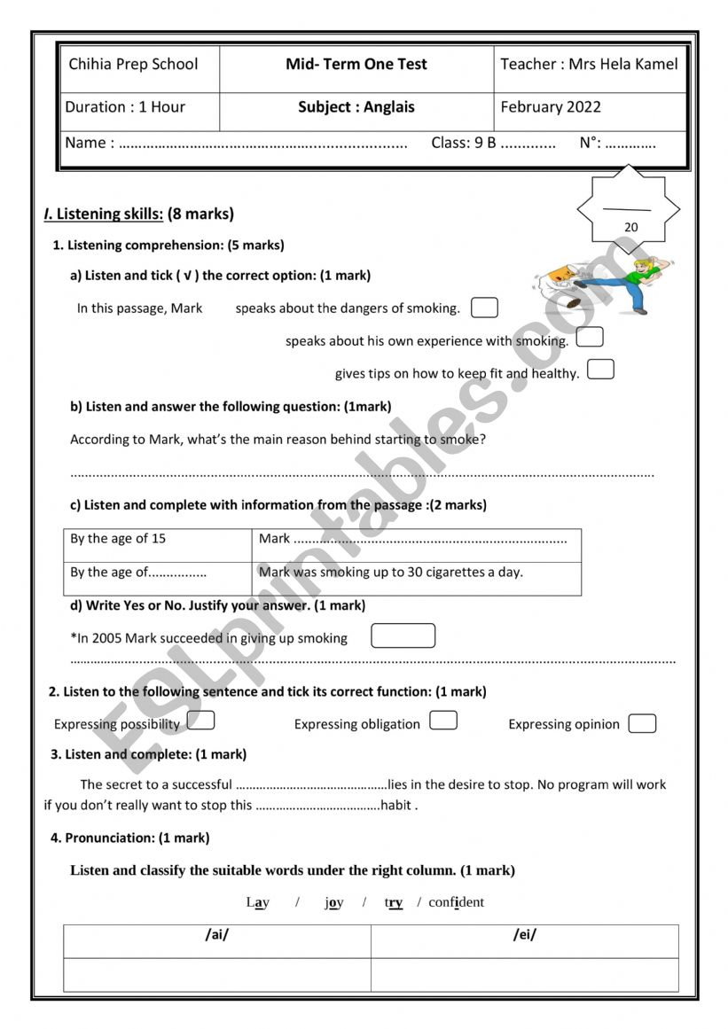 Mid Term Test 2 worksheet