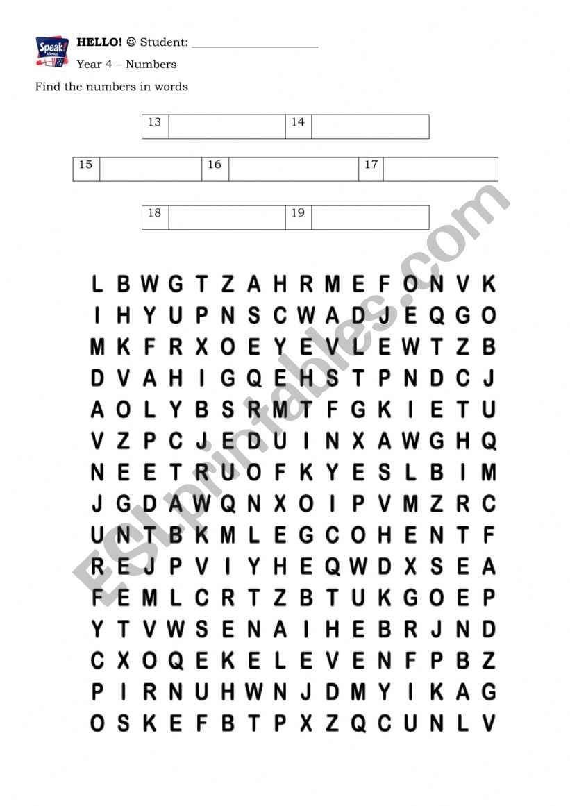 Wordsearch - TEEN family worksheet