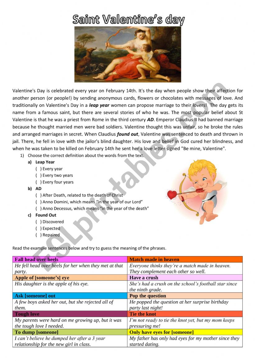 ValentineÂ´s day worksheet