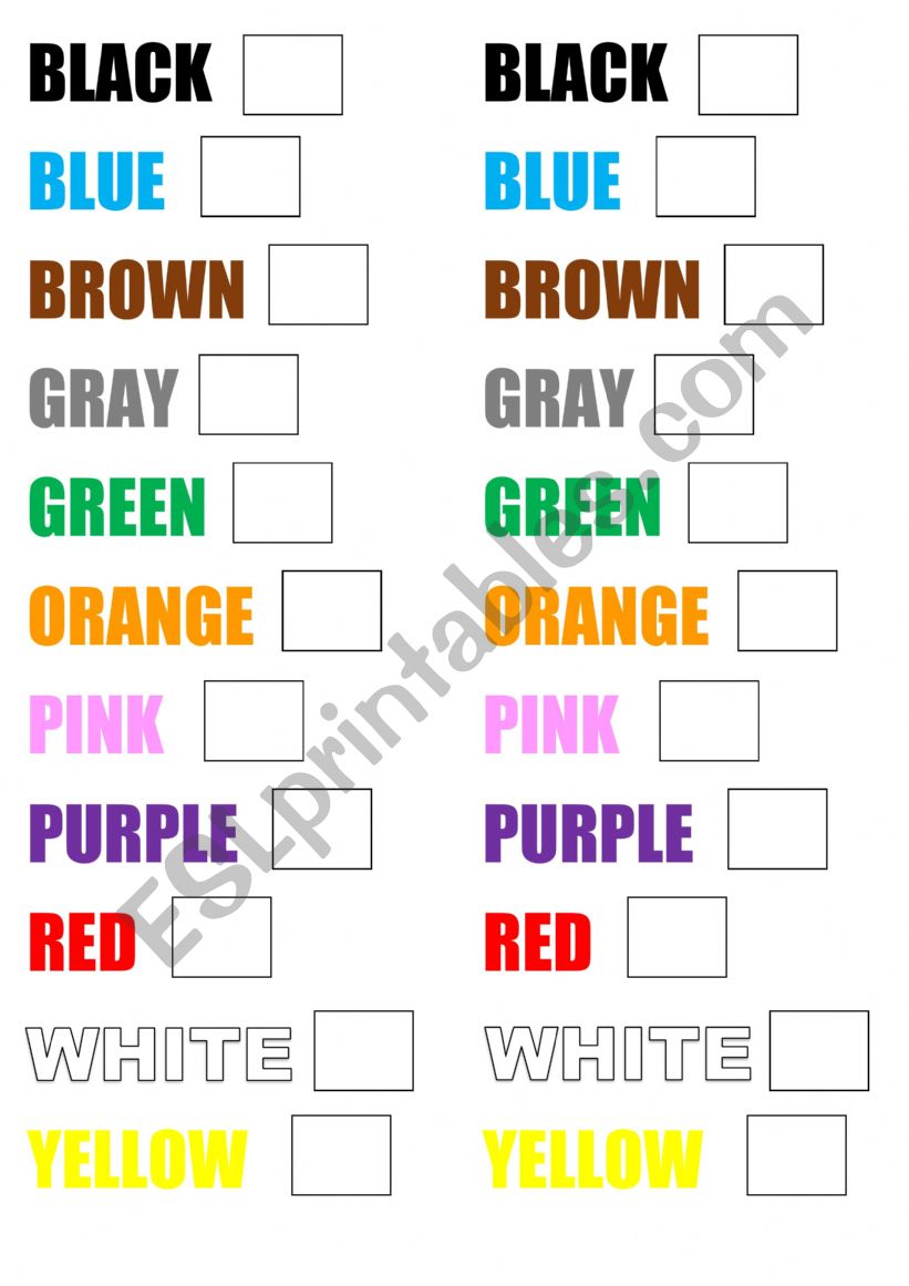 Colors worksheet