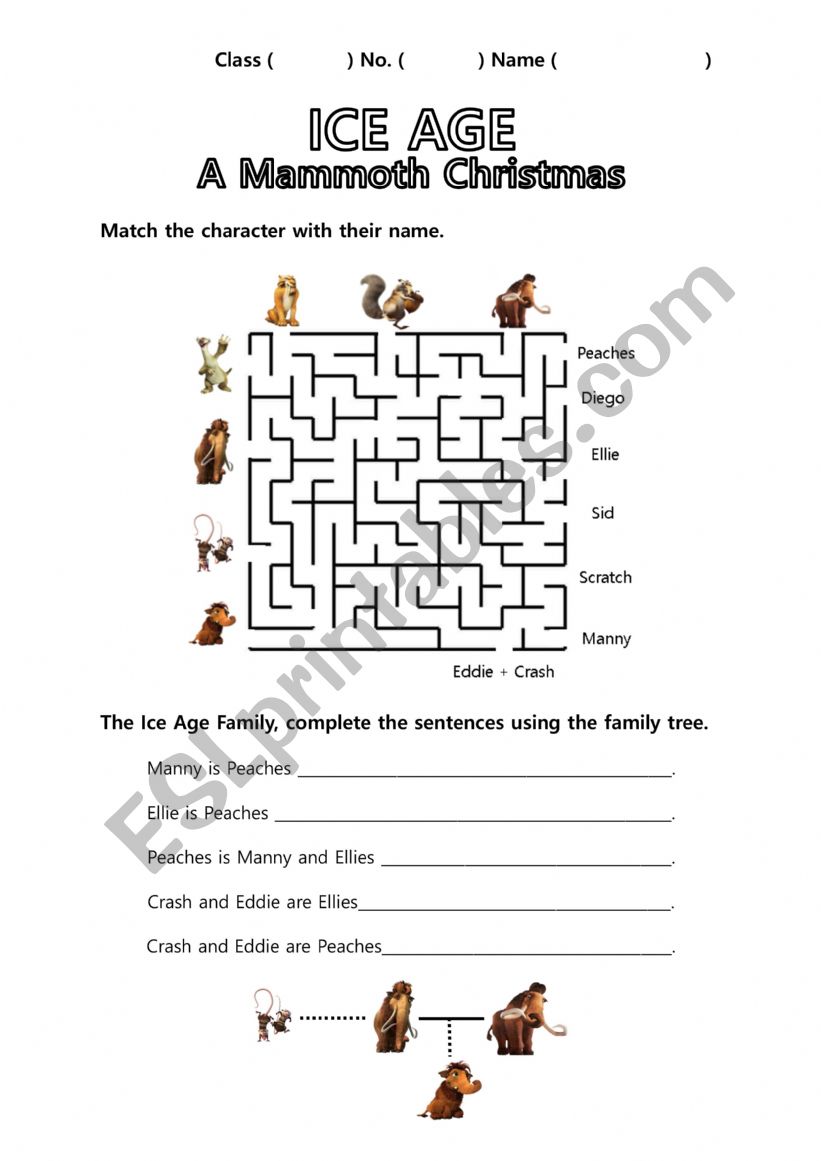 Ice Age worksheet